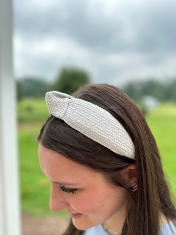 White Woven Knotted Headband