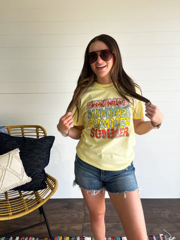 All Things Summer Yellow Comfort Color Tee