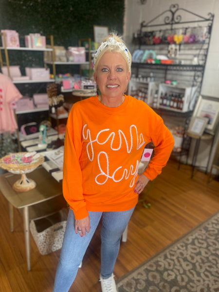 Orange Tinsel Game Day Sweater