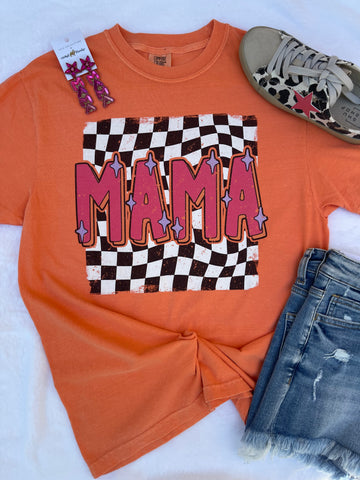 Retro Mama Checkered Melon Comfort Color T-Shirt