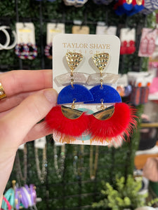 Taylor Shaye Red Pom Tassel Earrings