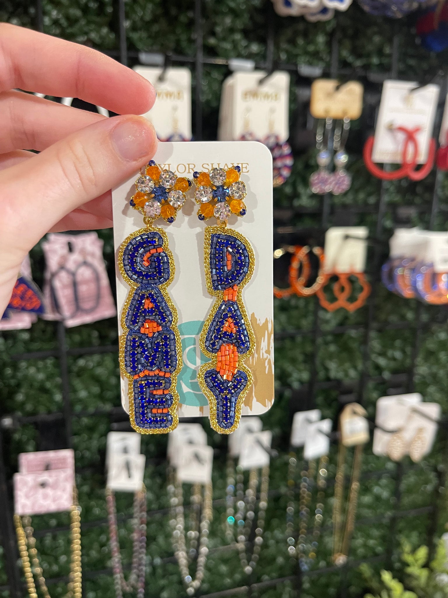 Taylor Shaye Blue And Orange Game Day Earrings