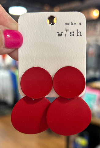 Red Matte Round Post Earrings