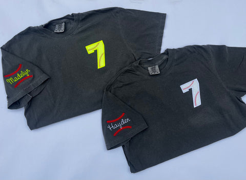 Custom Baseball Number Comfort Color T-Shirt