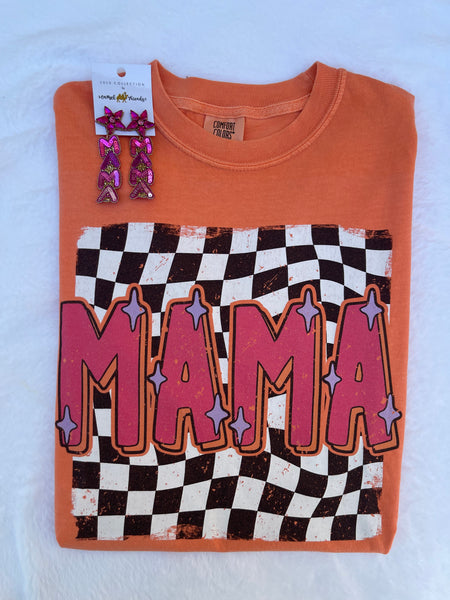 Retro Mama Checkered Melon Comfort Color T-Shirt