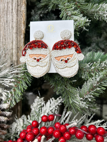 Beaded Santa Earrings