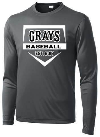 Sport-Tek Adult Long Sleeve Posicharge Competitor Tee - Iron Gray Home Plate