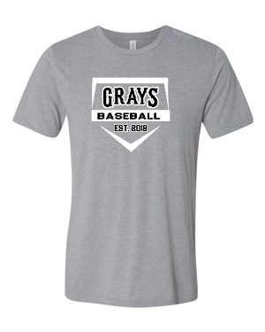 Bella + Canvas 3413 Unisex Triblend Short Sleeve Tee - Athletic Gray Tri Blend Home Plate