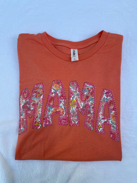 Coral Floral Mama Tultex Tee