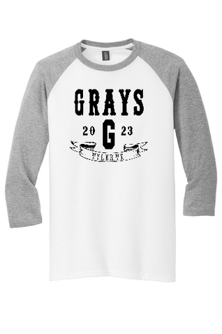 District Made Unisex Perfect Tri 3/4-Sleeve Raglan - Gray Frost/White