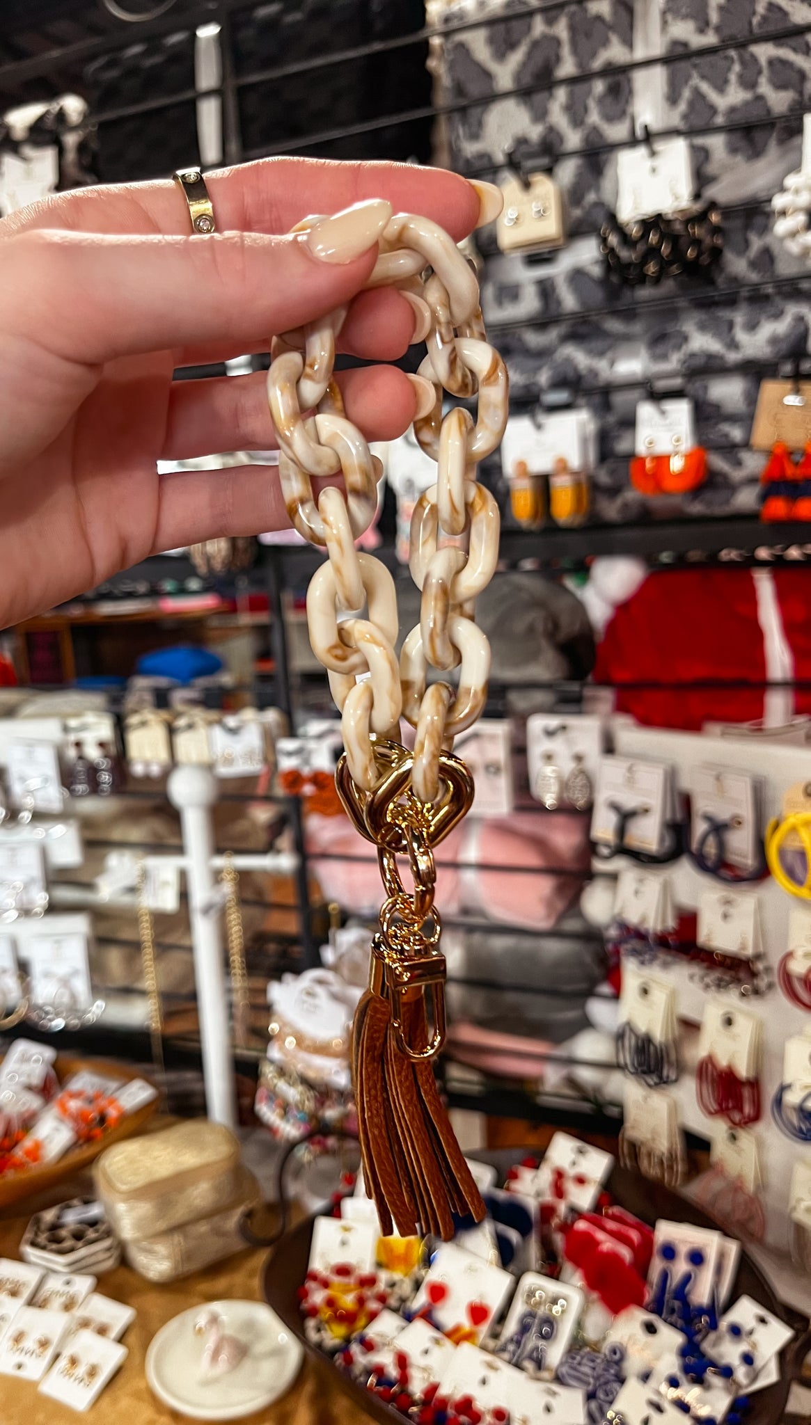 Marble Chain Link Wrist Keychain
