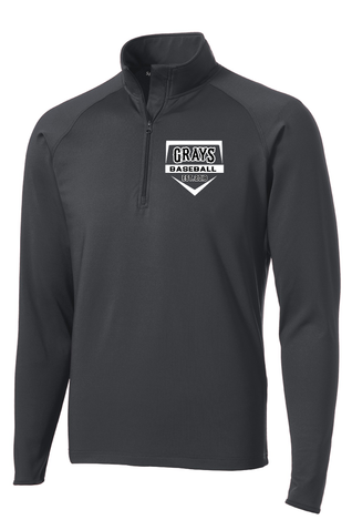 Sport-Tek Adult Sport-Wick Stretch 1/2-Zip Pullover - Charcoal Gray Home Plate