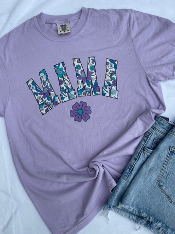 Lilac Floral Mama Comfort Color Tee