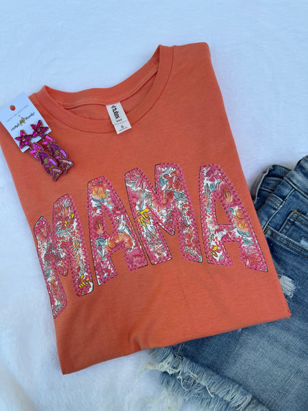 Coral Floral Mama Tultex Tee