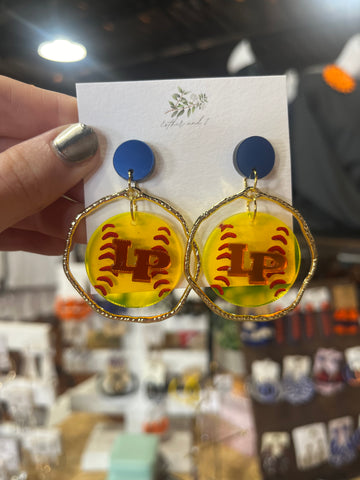 Lady Patriots Circle Softball Earrings