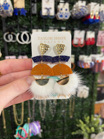 Taylor Shaye White Pom Tassel Earrings