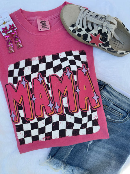 Retro Mama Checkered Crunchberry Comfort Color T-Shirt
