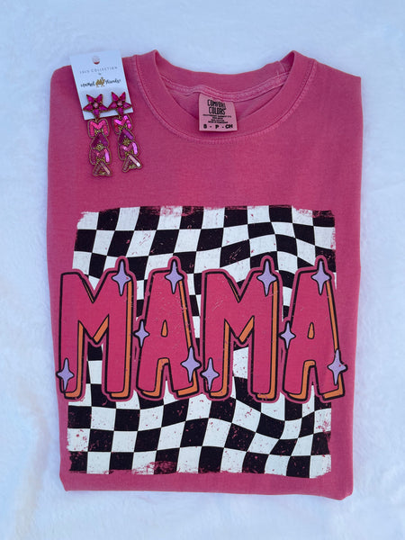 Retro Mama Checkered Crunchberry Comfort Color T-Shirt