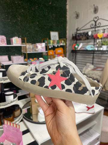 Shu Shop Polka Pink Star Leopard Distressed Sneaker