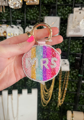 Beaded Multi Colored Mrs Keychain