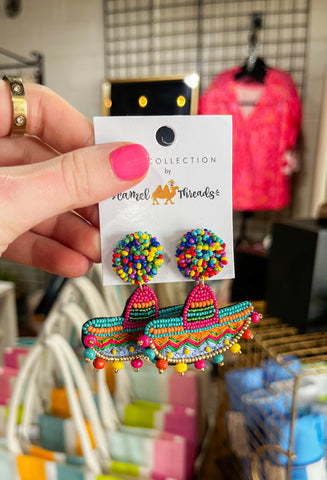 Sombrero Colorful Beaded Earrings
