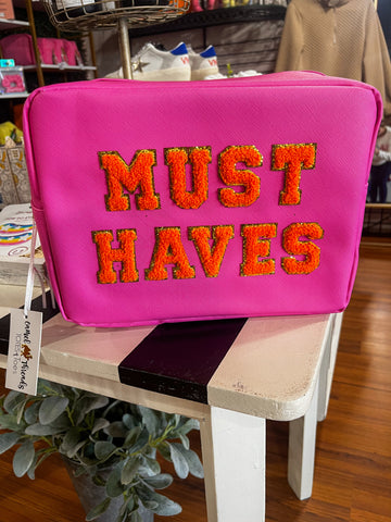Large Hot Pink Chenille Must Have Bag