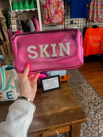 Hot Pink Shimmer Pearl Skin Bag
