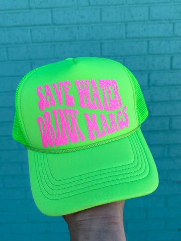 Lime Green Save Water Drink Margs Trucker Hat