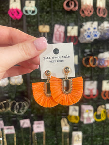 Orange Fray Dangle Earrings