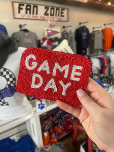 Game Day Beaded Coin Purse - Red/White