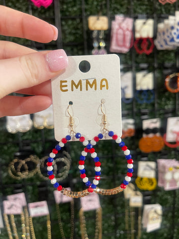 Gold Accent Red White And Blue Dangle Earrings
