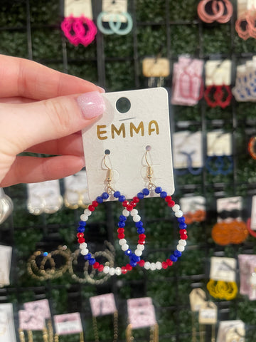 Red White And Blue Dangle Earrings