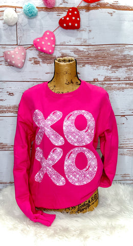 XOXO Faux Glitter Sweatshirt