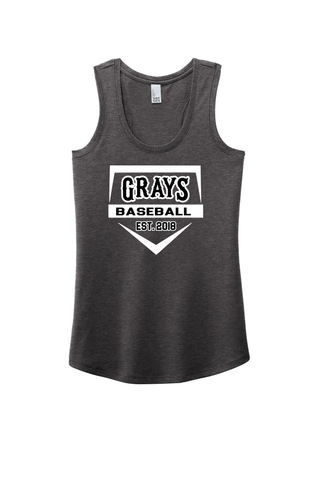 District Womens Perfect Tri Racerback Tank - Heathered Charcoal Home Plate