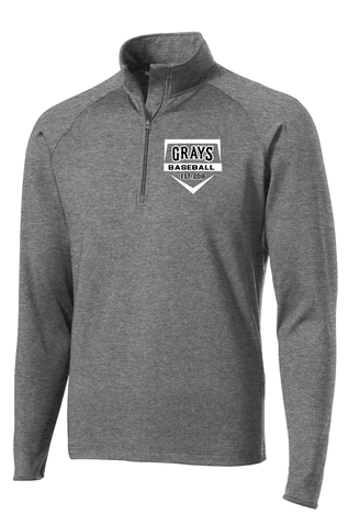 Sport-Tek Adult Sport-Wick Stretch 1/2-Zip Pullover - Charcoal Gray Heather Home Plate