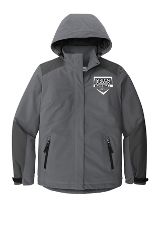 Port Authority Ladies Insulated Waterproof Tech Jacket - Shadow Gray/Storm Gray Home Plate