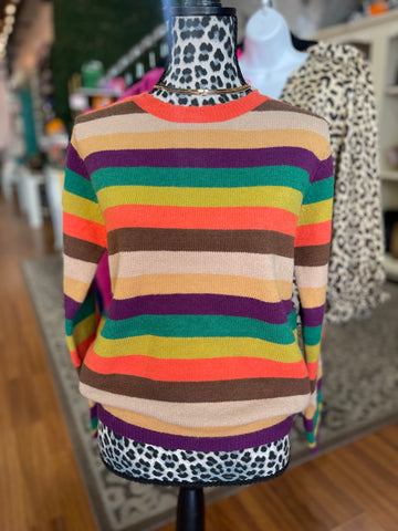 Jodifl Orange Mix Stripe Sweater