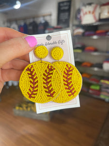 Softball Circle Beaded Earrings
