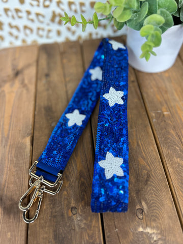 Sequin Star Crossbody Strap - Blue/White