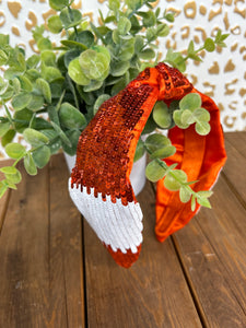 Orange/White Sequin Knot Headband