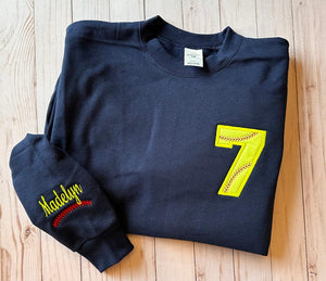 Custom Softball Number Sweatshirt