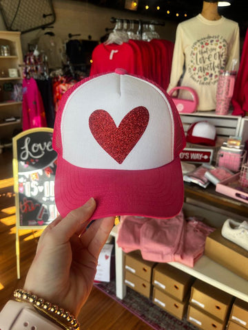 Glitter Heart Trucker Hat