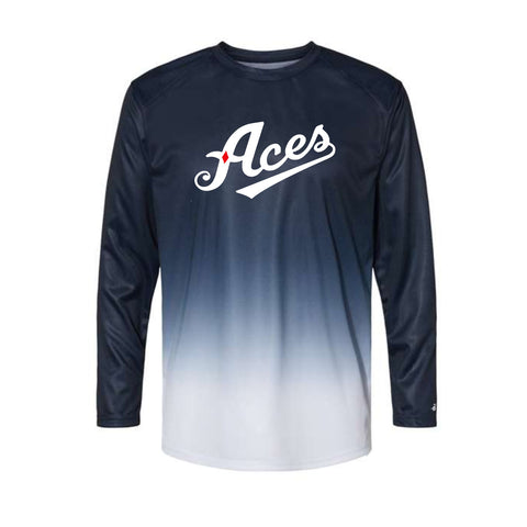 Aces Ombre Dri Fit Long Sleeve - Navy