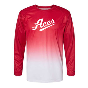 Aces Ombre Dri Fit Long Sleeve - Red