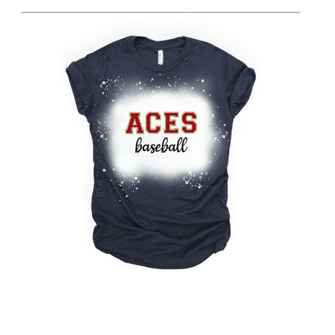 Aces Faux Chenille Letters Bleached Shirt