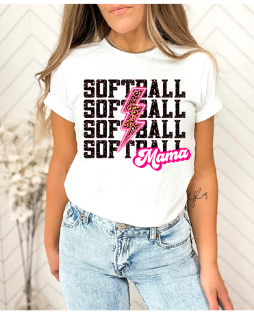 Softball Mama Lighting Bolt Pink Sublimation Tee