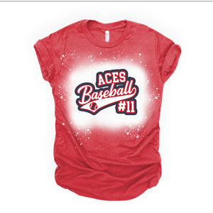 Aces Baseball Bleached Shirt - Red