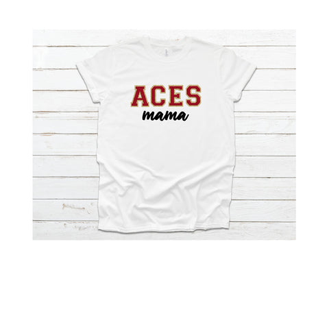 Aces Mama Chenille Letters Sublimation T-Shirt