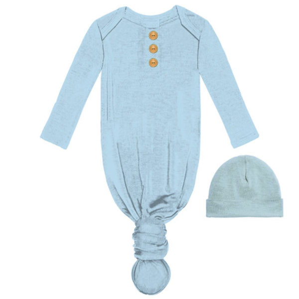 Jane Marie Baby Blue Infant Gown & Beanie Set
