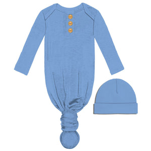 Jane Marie Blue Infant Gown & Beanie Set